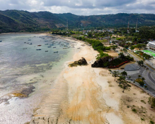Aerial view of Mandalika Beach in Kuta, Lombok