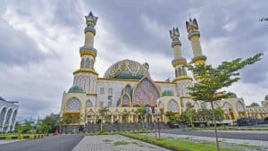 Lombok Mosque with minarets and domes in Mataram, Indonesia.